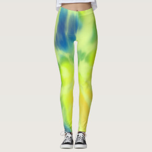 Blue and yellow Tie-dye Leggings