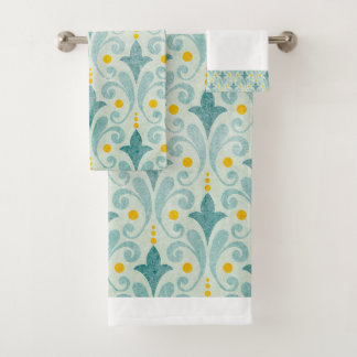 Blue and yellow towel set