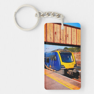 Blue and yellow train keychain