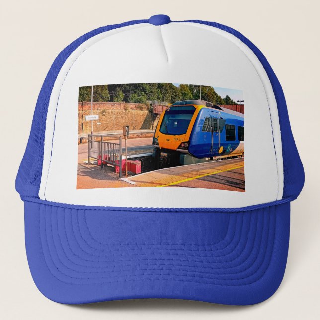 Blue and yellow train , Sheffield Trucker Hat (Front)