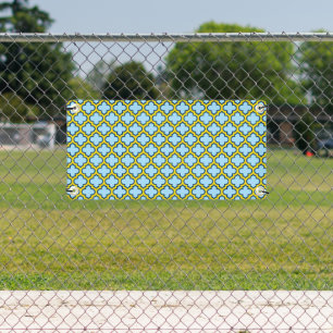 Blue and Yellow Trellis, Lattice, Quatrefoil Banner