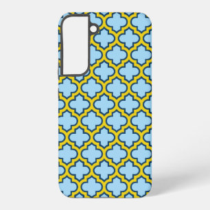 Blue and Yellow Trellis, Lattice, Quatrefoil Samsung Galaxy Case
