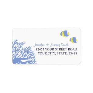 Blue and Yellow Tropcial Beach Address Label