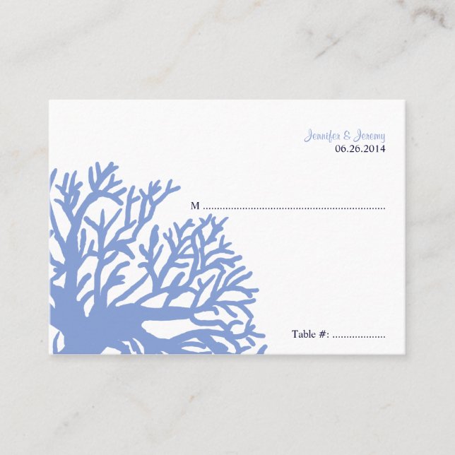 Blue and Yellow Tropical Fish Seating Card (Front)