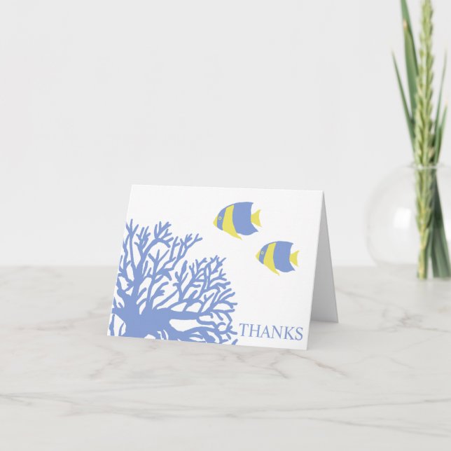 Blue and Yellow Tropical Fish Thank You Card (Front)
