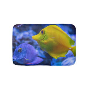 Blue And Yellow Two Beautiful Fishes Bath Mat