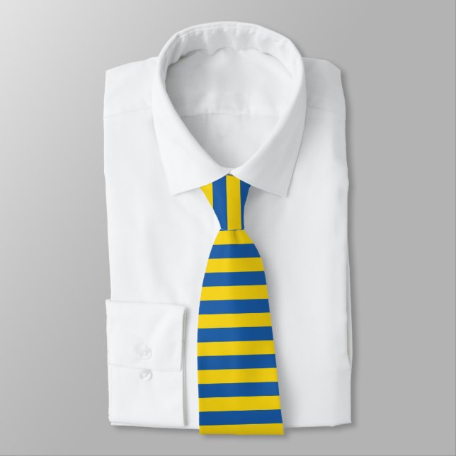 Blue and yellow Ukraine flag pattern neck tie (Tied)