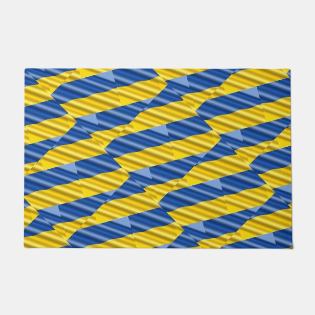 Blue and Yellow Ukraine Inspired peace anti war Doormat (Front)