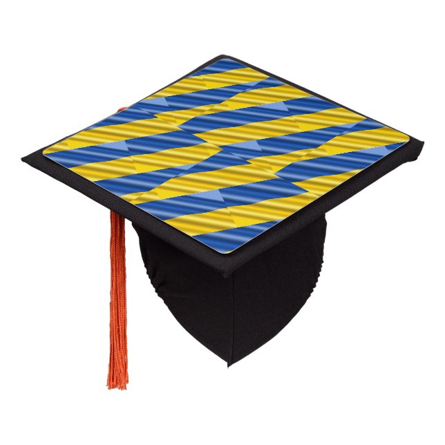 Blue and Yellow Ukraine Inspired peace anti war Graduation Cap Topper (Angled)