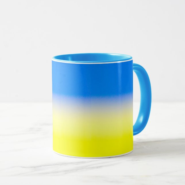 Blue and Yellow Ukraine Inspired peace anti war Mug (Front Right)
