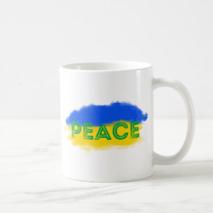 Blue and Yellow Ukraine Inspired Peace No War Coffee Mug