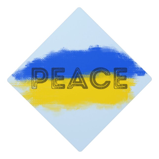 Blue and Yellow Ukraine Inspired Peace No War Graduation Cap Topper (Front)