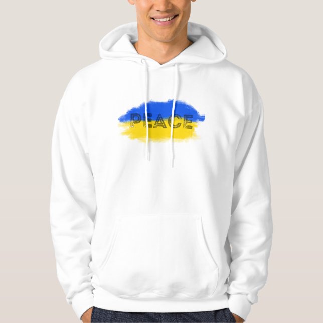 Blue and Yellow Ukraine Inspired Peace No War Hoodie (Front)