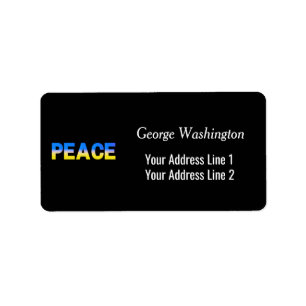 Blue and Yellow Ukraine Inspired Peace No War Label