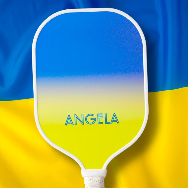Blue and Yellow Ukraine Inspired Peace No War Name Pickleball Paddle (Creator Uploaded)