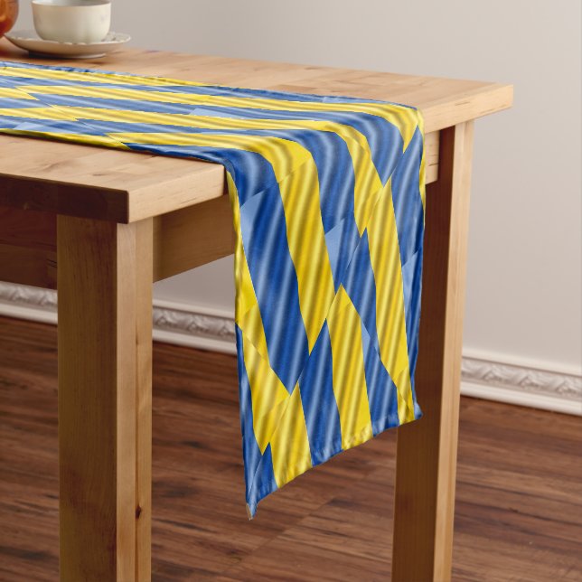 Blue and Yellow Ukraine Inspired Peace No War Short Table Runner (In Situ)