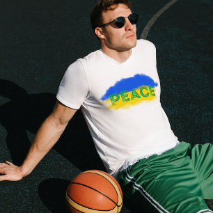 Blue and Yellow Ukraine Inspired Peace No War T-Shirt