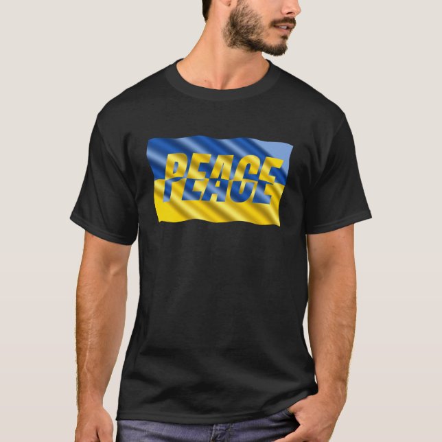 Blue and Yellow Ukraine Inspired Peace No War T-Shirt (Front)