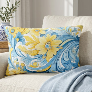 Blue and yellow. Ukrainian folk art motifs.  Accent Pillow