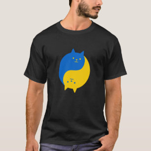 Blue and Yellow Victory Cats Balanced Yin Yang Meo T-Shirt