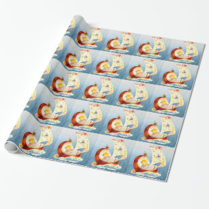 Blue and Yellow Vintage Baby Shower Wrapping Paper