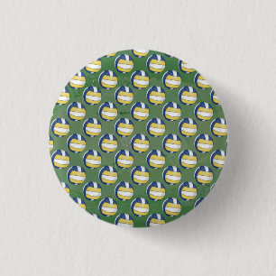 Blue and Yellow Volleyball Patterns 1 Inch Round Button