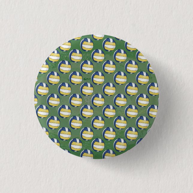 Blue and Yellow Volleyball Patterns 1 Inch Round Button (Front)