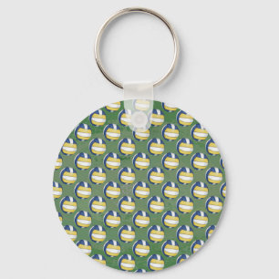 Blue and Yellow Volleyball Patterns Keychain