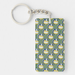 Blue and Yellow Volleyball Patterns Keychain