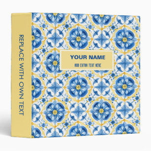  💛💙 Blue and yellow, watercolor floral Azulejos  Binder