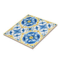 💛💙 Blue and yellow, watercolor floral Azulejos