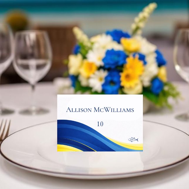 Blue and Yellow Wedding Place Cards Fish Icon (Blue and Yellow Wedding Place Cards Fish Icon)