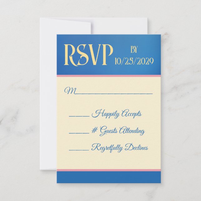 Blue and Yellow Wedding RSVP Card (Front)