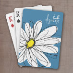 Blue and Yellow Whimsical Daisy Custom Text Playing Cards<br><div class="desc">A zen and whimsical,  hipster piece of art. You can add a name,  monogram or other custom text. If you need to move the art around,  click on the customize button to make changes.</div>