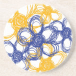 Blue and Yellow Wild Flowers Coaster<br><div class="desc">This beautiful floral themed coaster features stylized blue and yellow daisy type wild flowers. Makes a great gift for wedding parties and as wedding favours. Add a name or initial for a personalized look!</div>