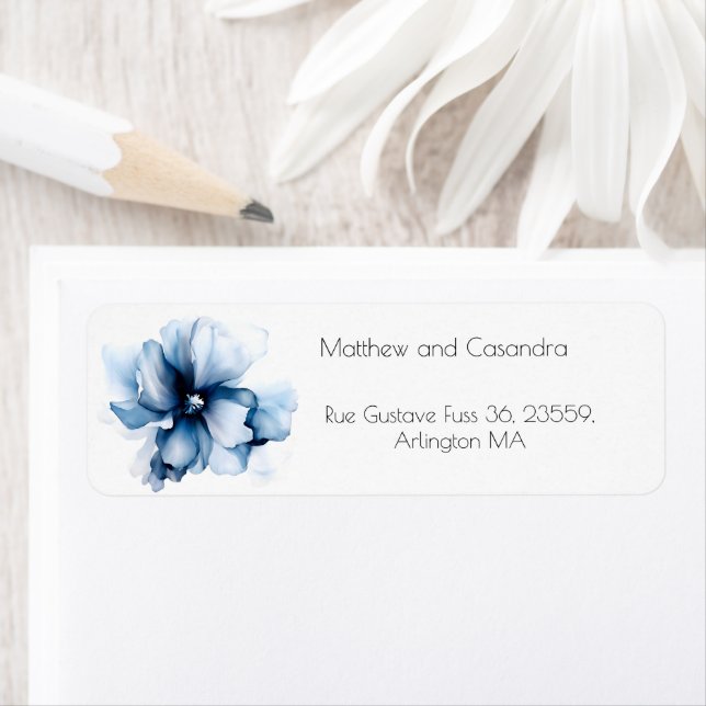 Blue Anemone Elegant Return Address Wedding Design (Insitu)