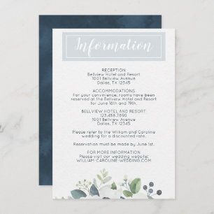 Blue Anemone Floral Wedding Information Details Invitation