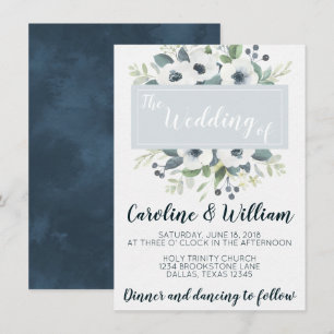 Blue Anemone Floral Wedding Invitation Invite
