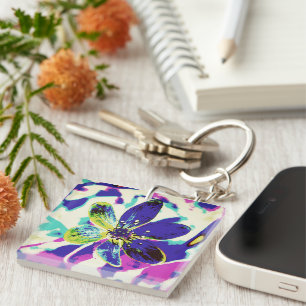 blue anemone keychain