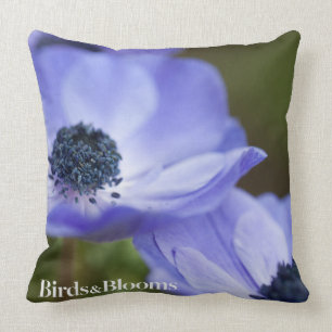 Blue Anemone Throw Pillow