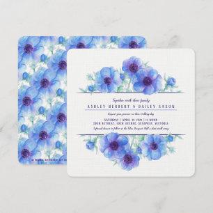 Blue anemones botanical watercolor wedding invites