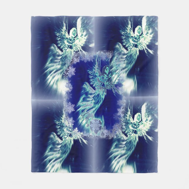 Blue angel blanket, comforting throw version II Fleece Blanket (Front)