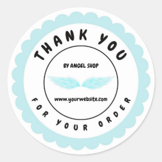 Blue Angel Wings Circle Customize Classic Round Sticker