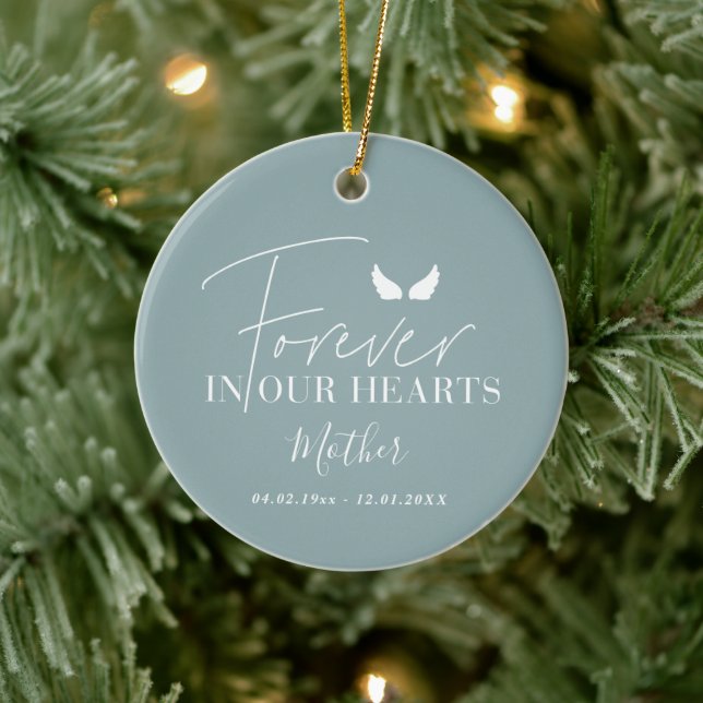 Blue angel wings Memorial Christmas Tree Ceramic Ornament (Tree)