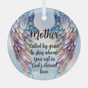 Blue Angel Wings Memorial Design Glass Ornament