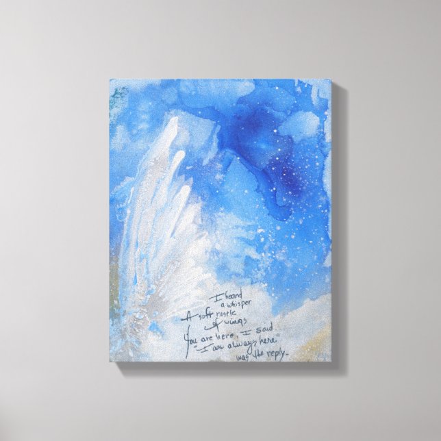 Blue Angel wings, softly present watercolor Canvas (Front)