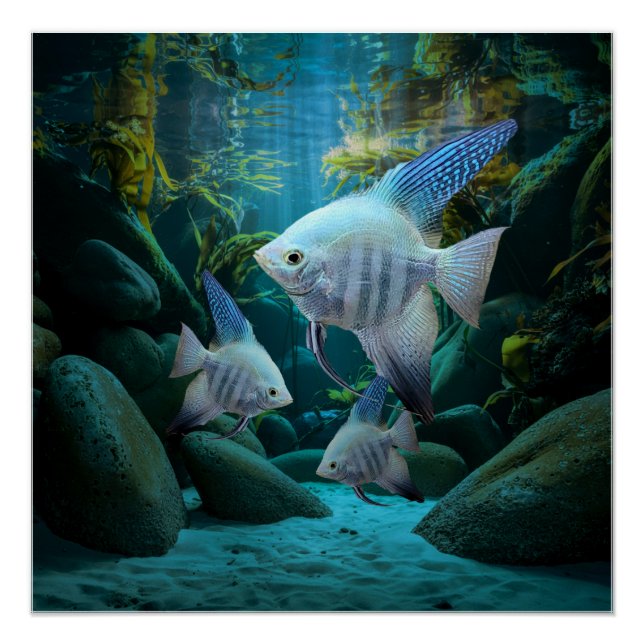 Blue Angelfish Underwater Aquarium Fish Tank Lover Poster (Front)