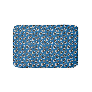 Blue Animal Leopard Print Bath Mat