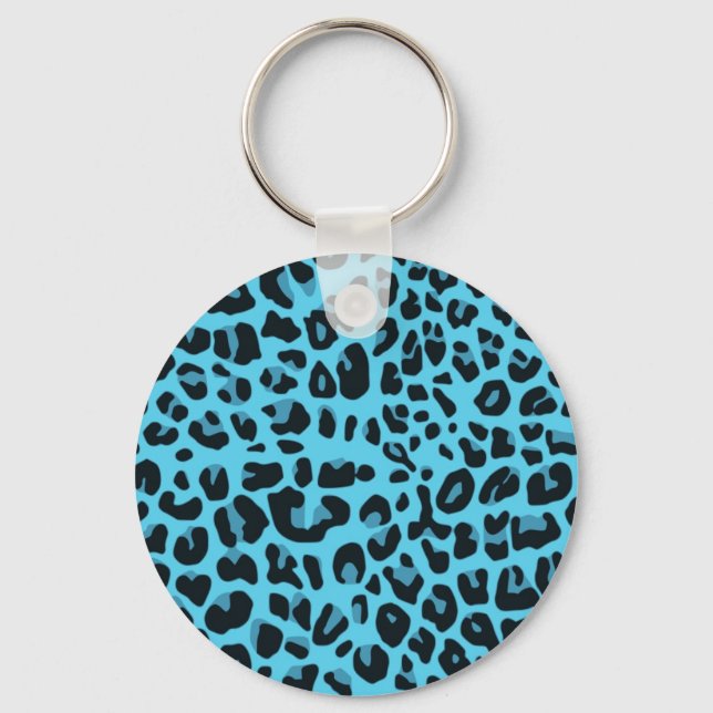 Blue animal print keychain (Front)