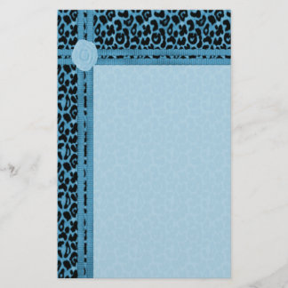 Blue Animal Print Stationery